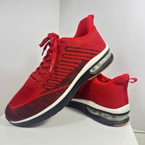 Mishansha Air Cushion Running Shoes Men Size 13.5 Red Black Woven‎ Sneakers